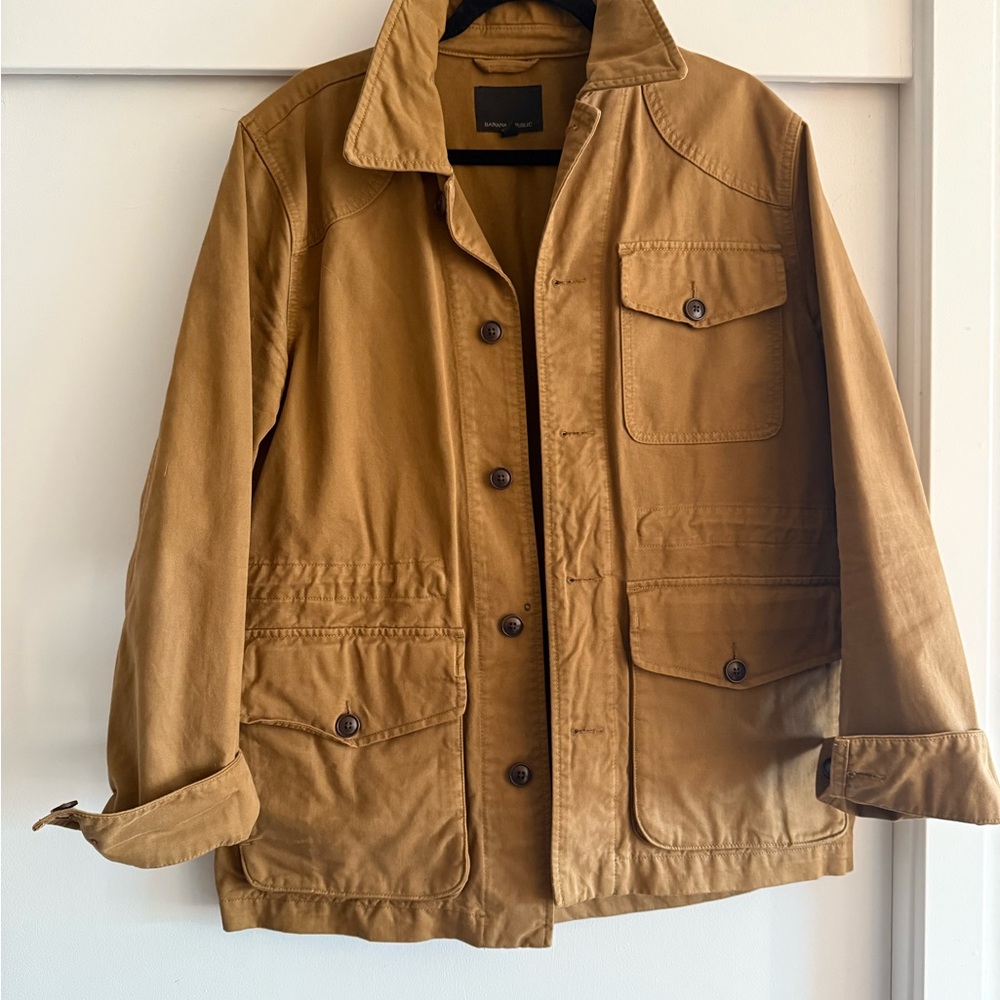 Banana Republic Tan Military Field Jacket with Collared Neckline
